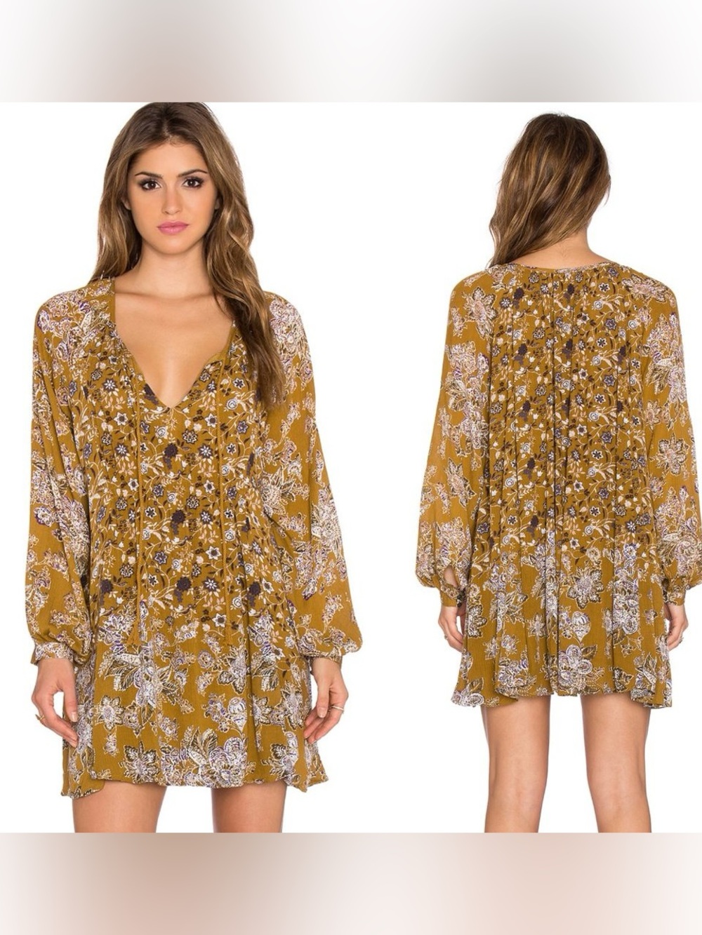 Free People Mustard Paisley Dress